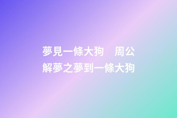 夢見一條大狗　周公解夢之夢到一條大狗